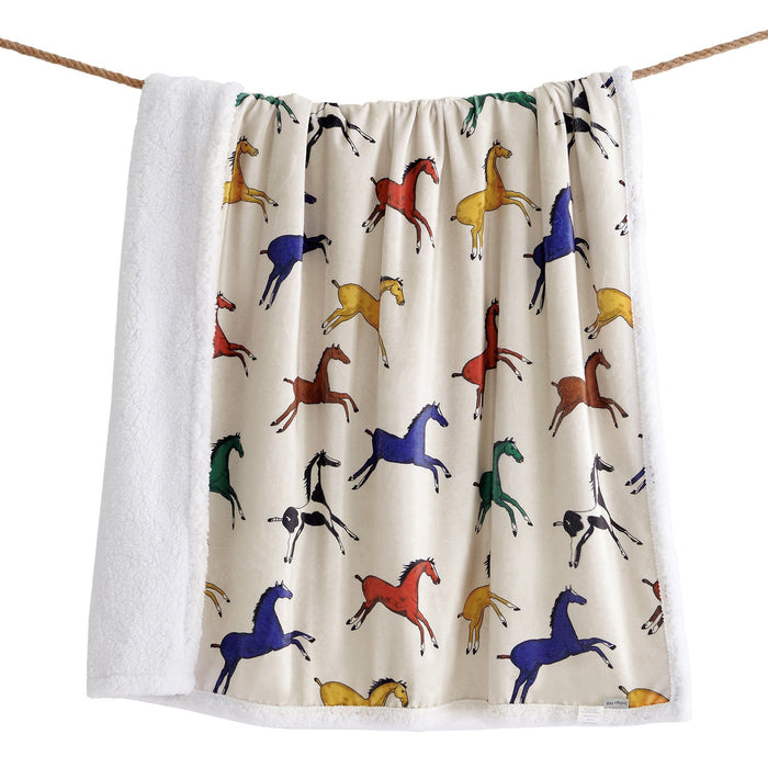 Campfire - Wild Horses Campfire Sherpa Throw 6 Per Carton - Multi Color