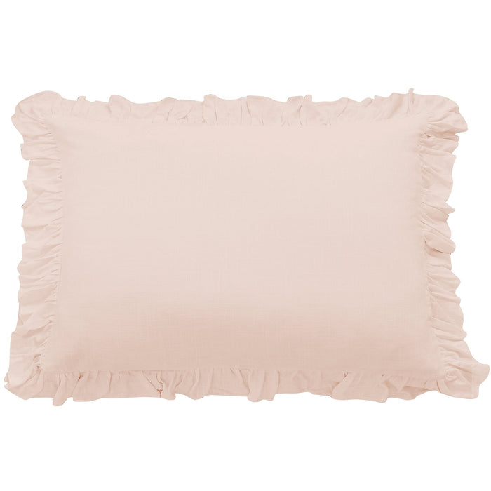 Lily - Washed Linen Ruffled Dutch Euro Pillow - Blush