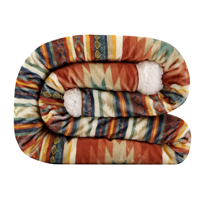 Campfire - Del Sol Campfire Sherpa Throw 6 Per Carton - Multi Color
