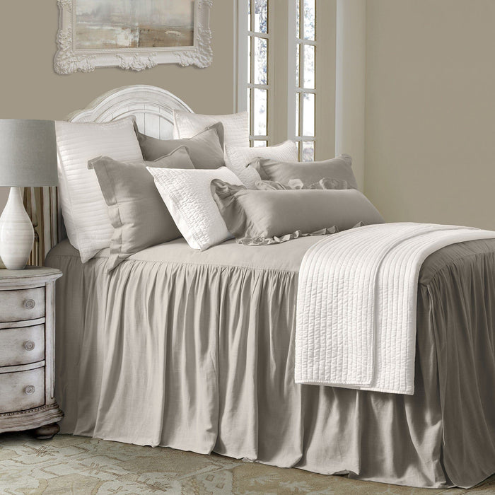 Luna - Twin Washed Linen Bedspread Set (Set of 2) - Taupe