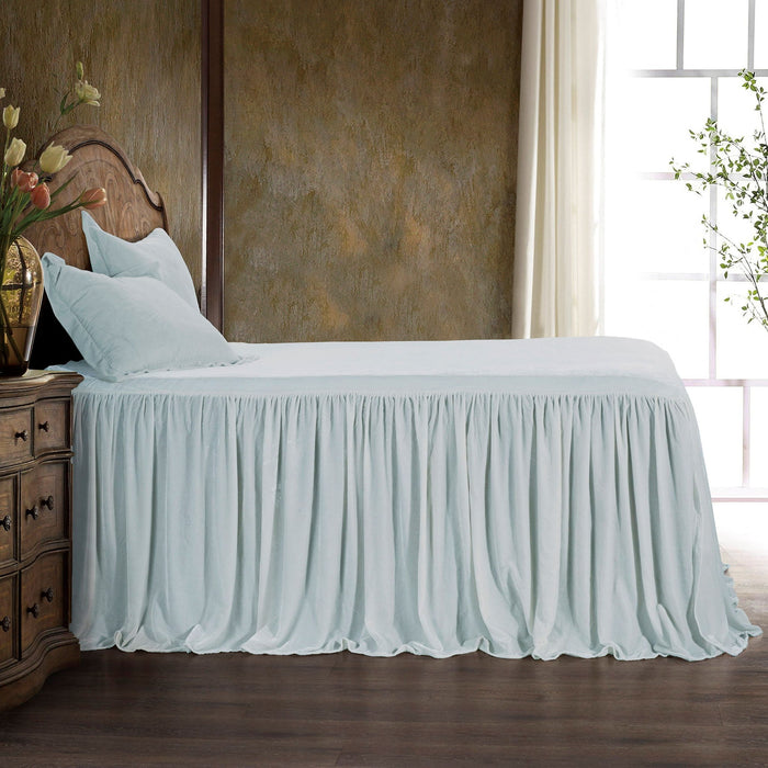 Stella - Twin Faux Silk Velvet Bedspread Set (Set of 2) - Icy Blue