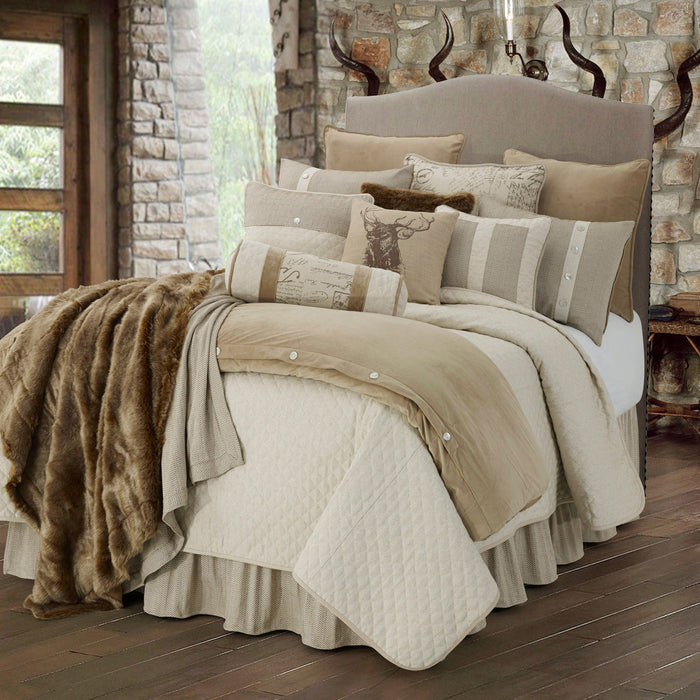 Fairfield - Twin Linen Coverlet Set (Set of 3) - Cream / Tan