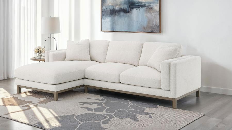 Geneva - Boucle Upholstered Sectional Chaise Sofa - Sand
