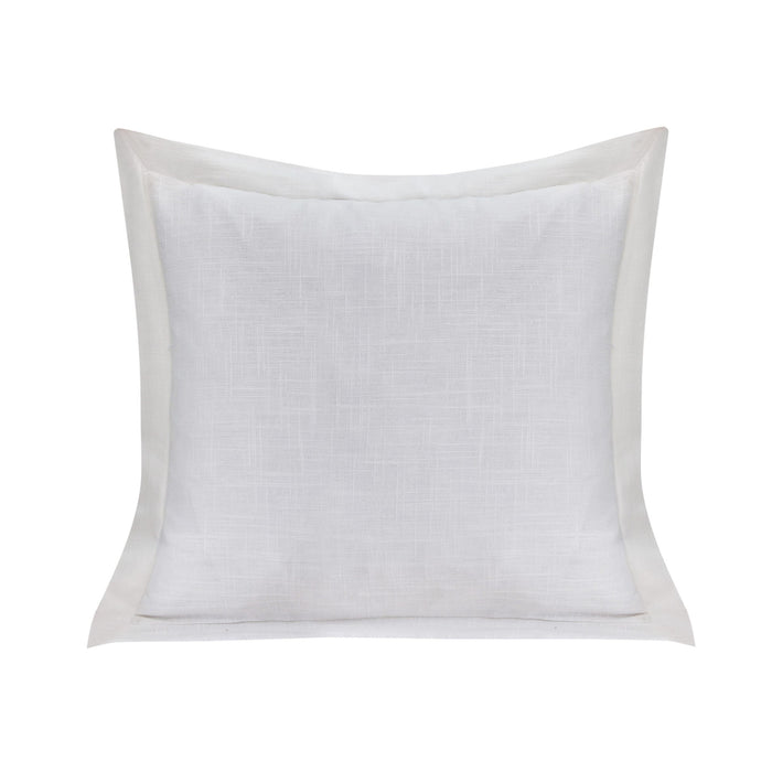 Luna - Single Flanged Washed Linen Pillow - White