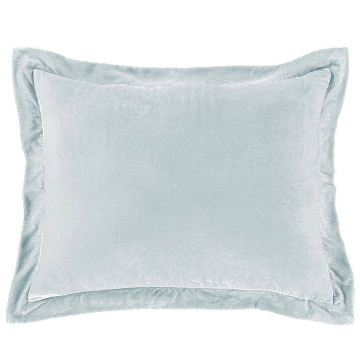 Stella - Faux Silk Velvet Flanged Dutch Euro Pillow - Icy Blue