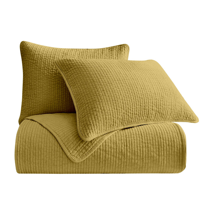 Stonewashed Cotton Velvet - King Quilt Set (Set of 3) - Tuscan