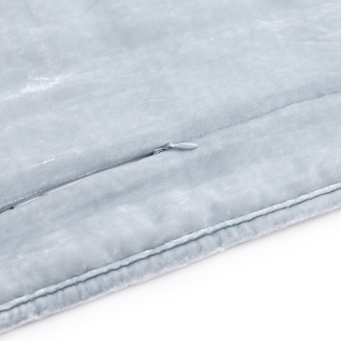 Stella - King Faux Silk Velvet Double Box Stitch Quilt Set (Set of 3) - Icy Blue