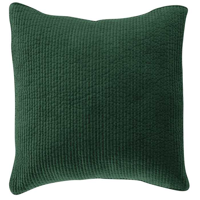 Stonewashed Cotton Velvet - Quilted Euro Sham - Emerald