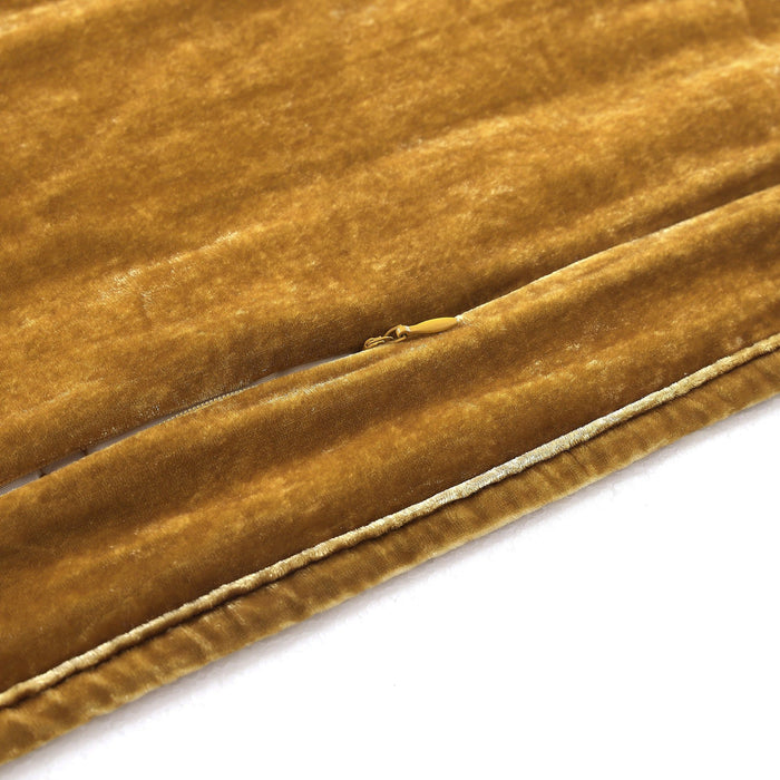 Stella - King Faux Silk Velvet Double Box Stitch Quilt Set (Set of 3) - Saffron