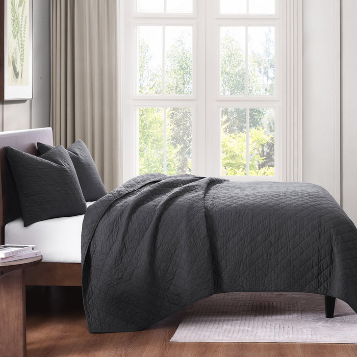 Cotton Comfort - Full/Queen Quilt Set (Set of 3) - Charcoal