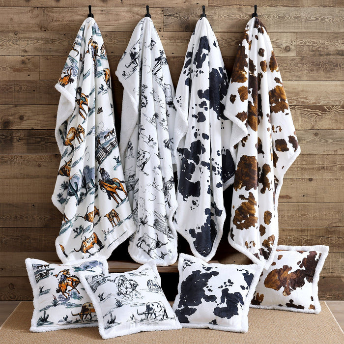 Campfire - Wild Horses Campfire Sherpa Pillow - Multi Color