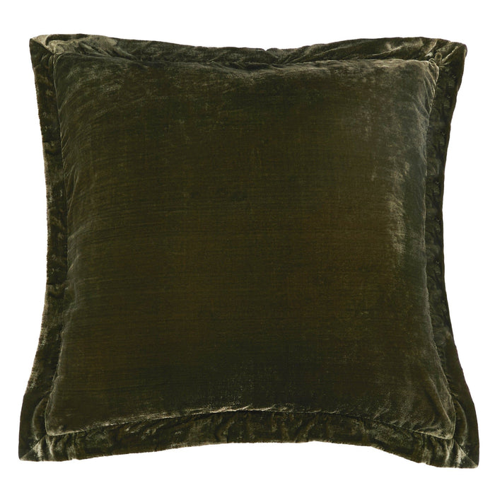 Stella - Faux Silk Velvet Flanged Euro Sham - Fern Green