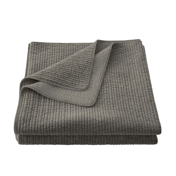 Stonewashed Cotton Velvet - Twin Quilt - Gray