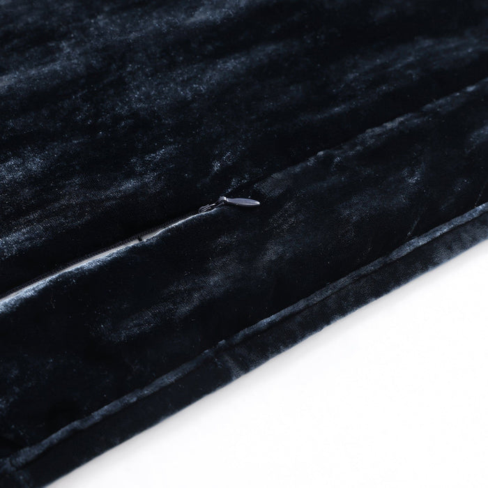 Stella - Full/Queen Faux Silk Velvet Double Box Stitch Quilt Set (Set of 3) - Midnight Blue