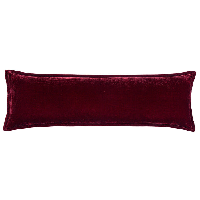 Stella - Faux Silk Velvet Long Lumbar Pillow - Garnet Red