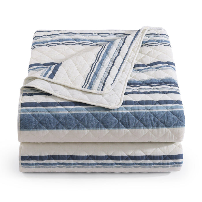 Mystic Stripe - Twin Cotton Gauze Quilt Set (Set of 2) - Navy