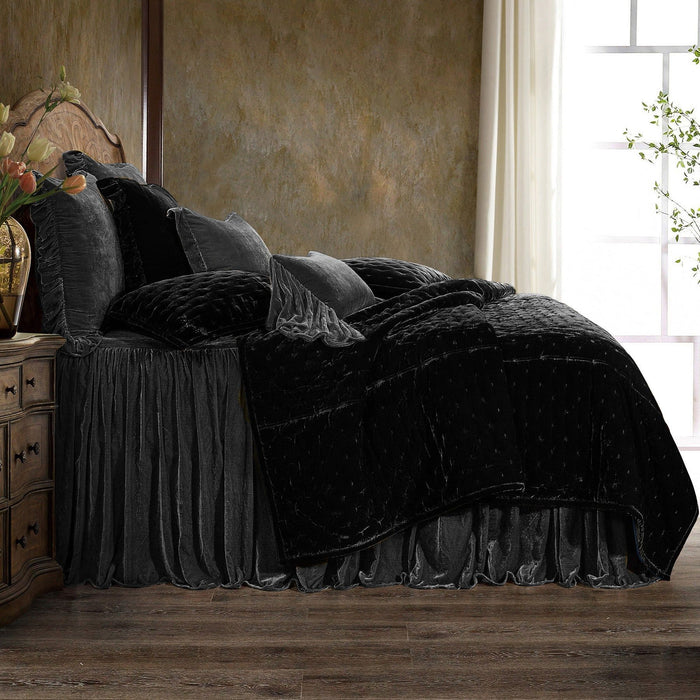 Stella - King Faux Silk Velvet Bedspread Set (Set of 3) - Slate