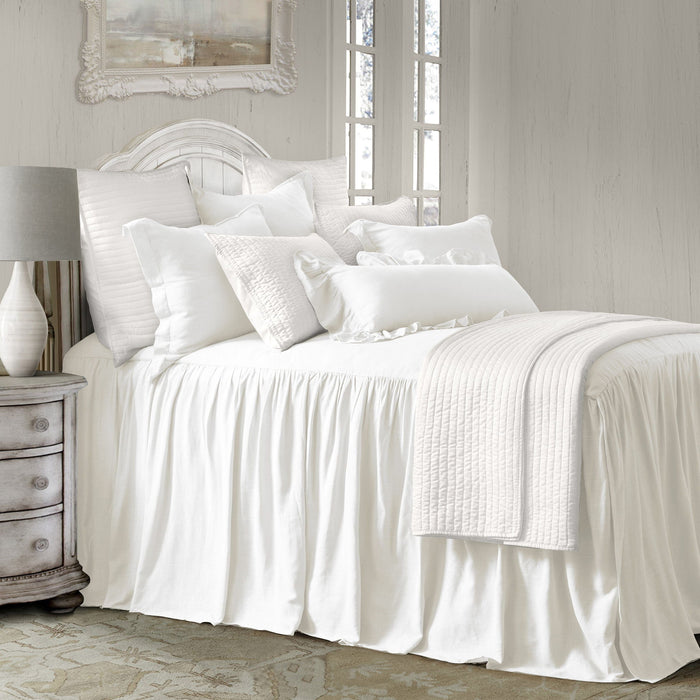 Luna - Queen Washed Linen Bedspread Set (Set of 3) - White