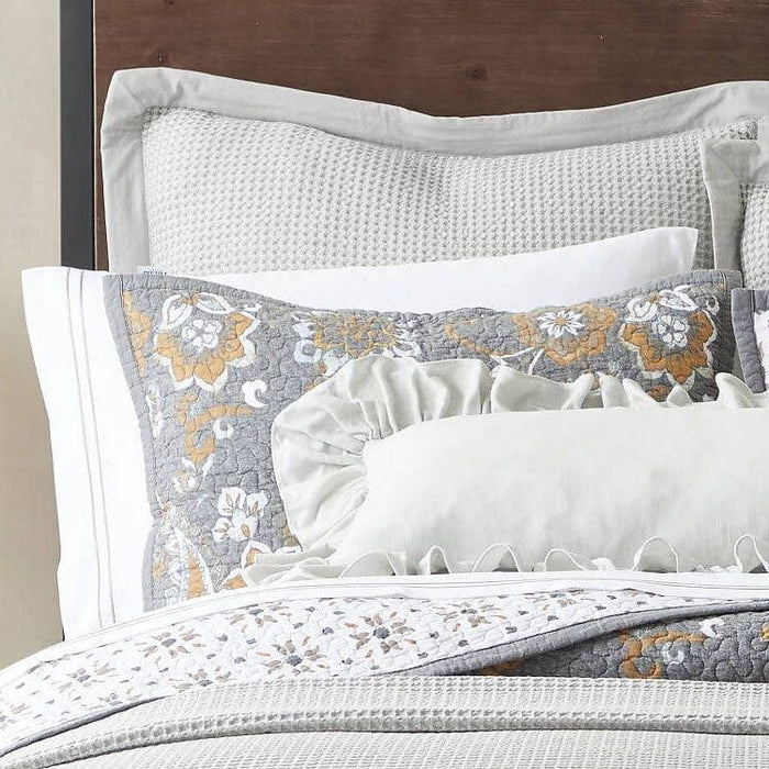Abbie - Full/Queen Western Paisley Reversible Quilt Set (Set of 3) - Gray