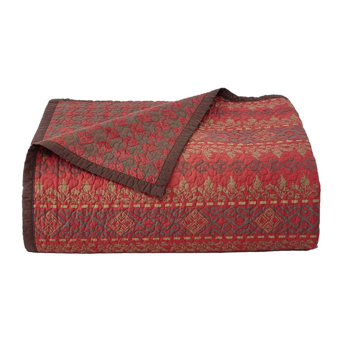 Rushmore - Full/Queen Reversible Quilt Set (Set of 3) - Red / Brown