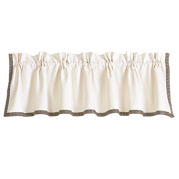 Augusta Toile - Matelasse Greek Key Trim Valance - White