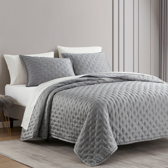 Lyocell - King Eucalyptus Quilt Set (Set of 3) - Gray