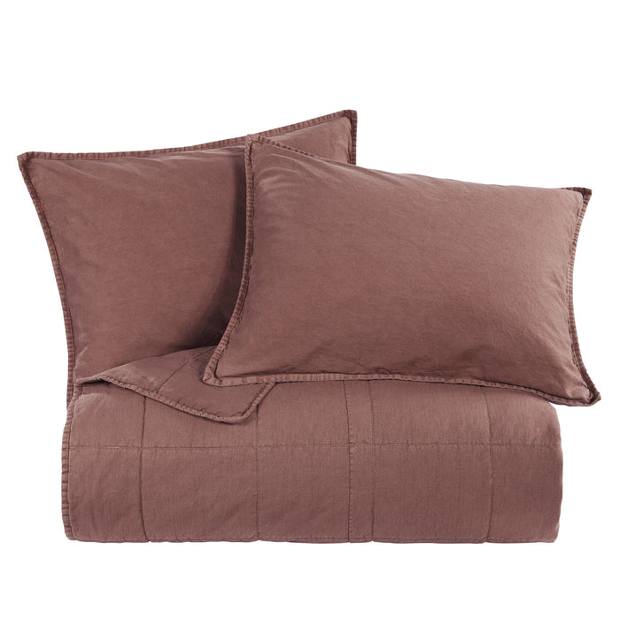 Cotton Canvas - Twin Stonewashed Coverlet Set (Set of 2) - Sarsaparilla