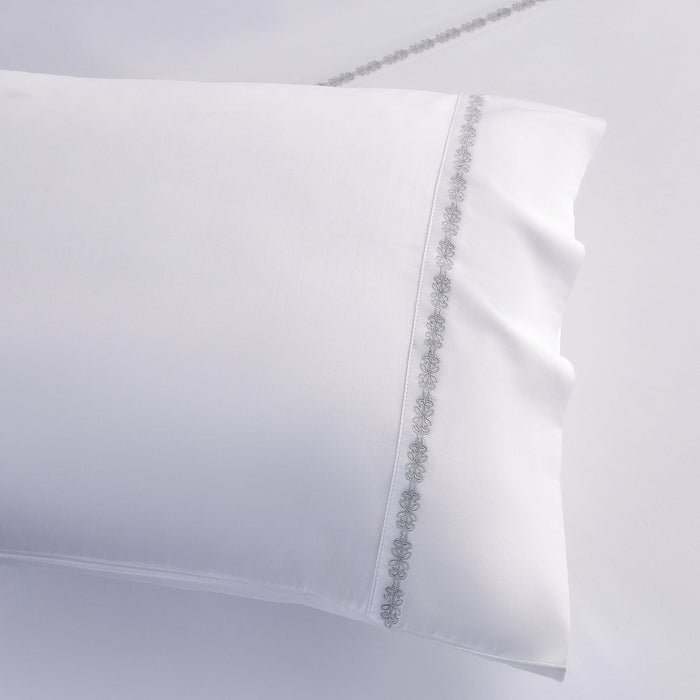 Laurel Sheet - Twin 350TC Laurel Embroidered Border Sheet Set (Set of 3) - Light Blue
