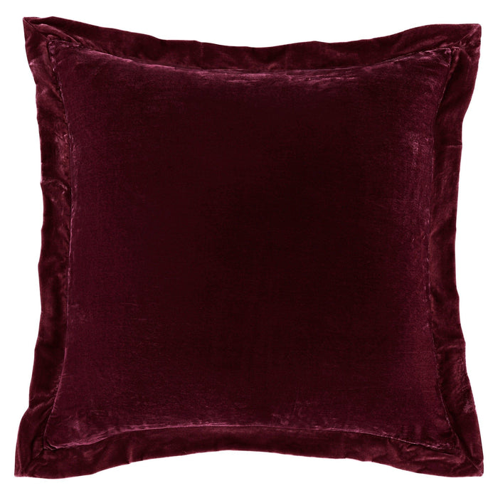 Stella - Faux Silk Velvet Flanged Euro Sham - Garnet Red