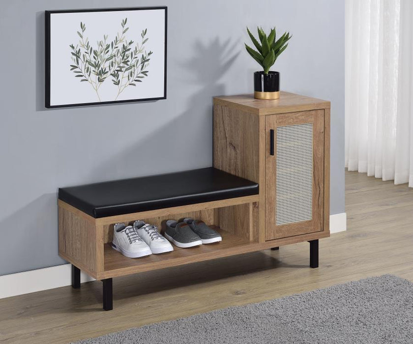Teller - 1-Door Entryway Shoe Storage Bench - Natural Oak
