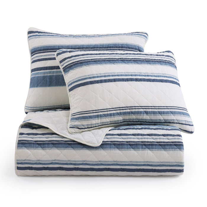 Mystic Stripe - Twin Cotton Gauze Quilt Set (Set of 2) - Navy