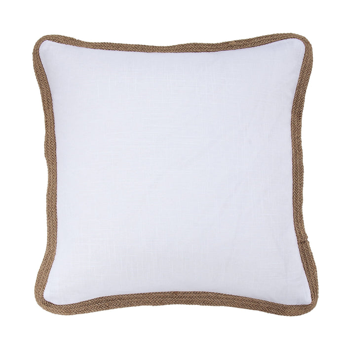 Luna - Washed Linen Jute Trimmed Euro Sham - White