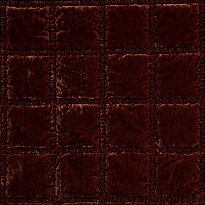 Stella - Faux Silk Velvet Double Box Stitch Throw - Copper Brown