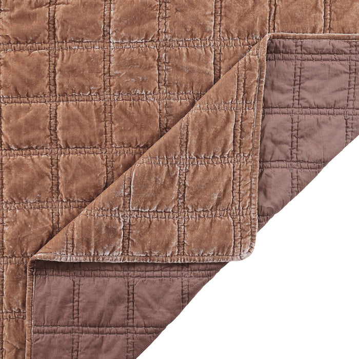 Stella - King Faux Silk Velvet Double Box Stitch Quilt Set (Set of 3) - Dusty Rose