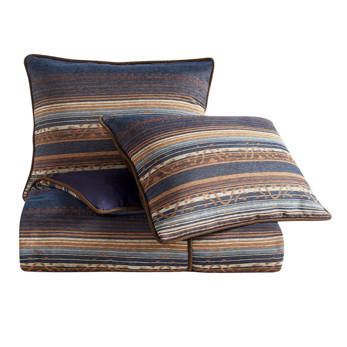Estes - Full Chenille Comforter Set (Set of 3) - Blue