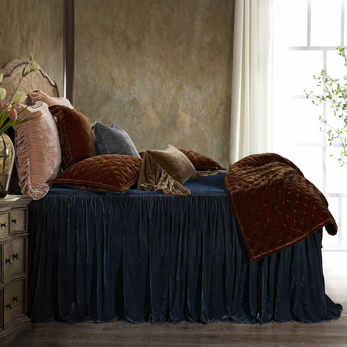 Stella - King Faux Silk Velvet Bedspread Set (Set of 3) - Midnight Blue
