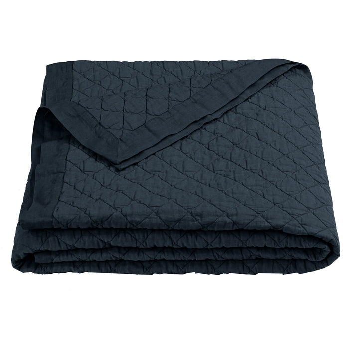 Diamond Linen - Twin Linen Cotton Diamond Quilt - Navy