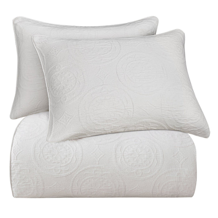 Verona Matelasse - King Duvet Cover Set (Set of 3) - Vintage White