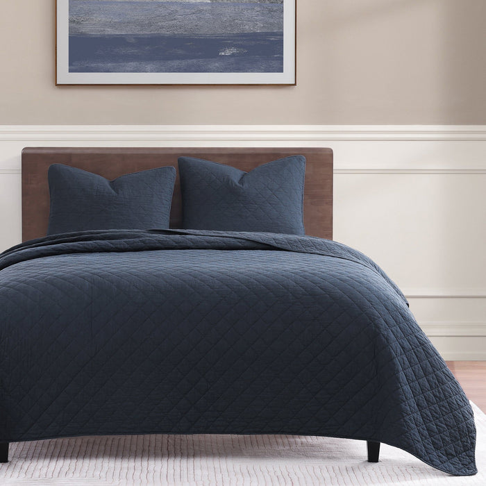 Cotton Comfort - King Quilt Set (Set of 3) - Navy