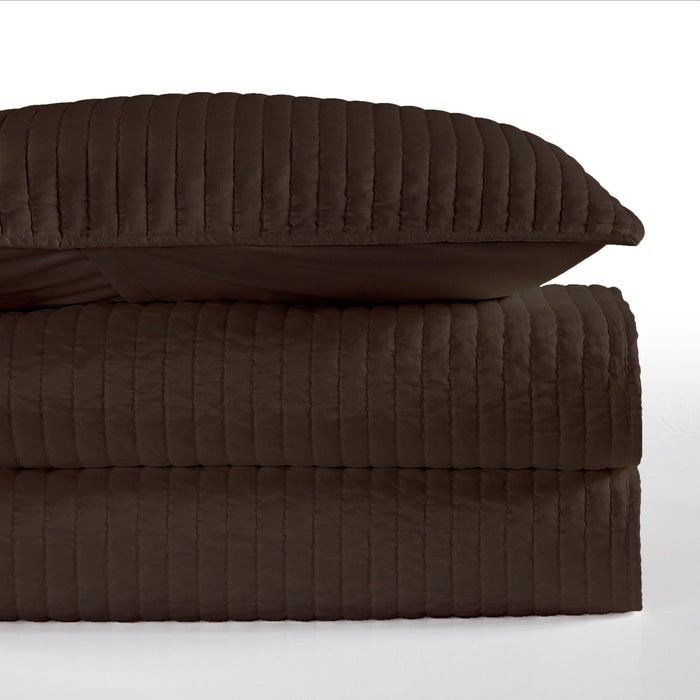 Satin Channel - Full/Queen Quilt Set (Set of 3) - Chocolate