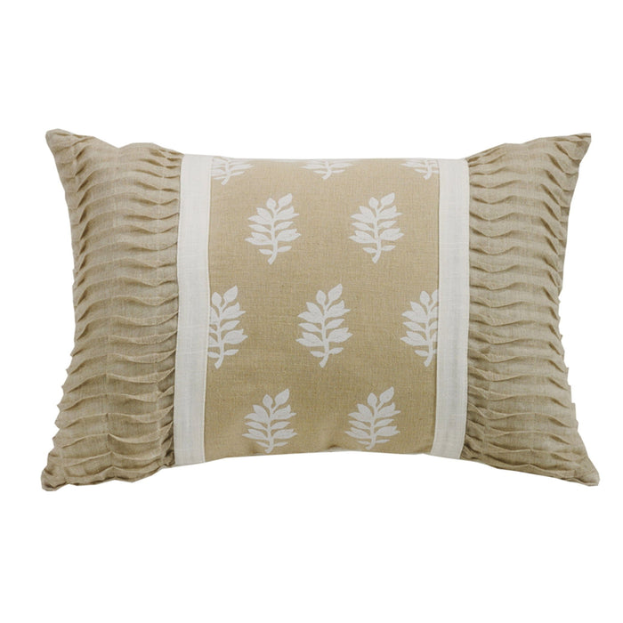 Newport - Oblong Rouching Ends Pillow - White / Cream