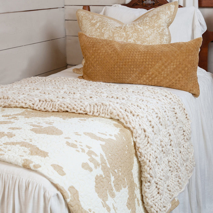 Elsa Cowhide - King Reversible Quilt Set (Set of 3) - Light Tan