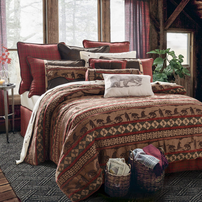 Cascade Lodge - Queen Comforter Set (Set of 5) - Red / Brown