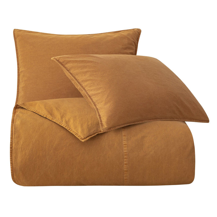 Cotton Canvas - King Stonewashed Duvet Cover Set (Set of 3) - Terracotta