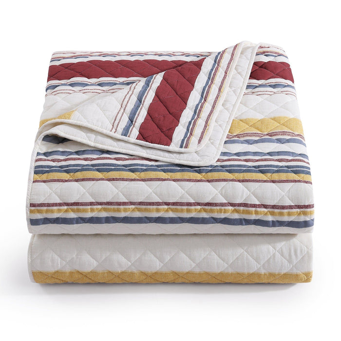 Mystic Stripe - King Cotton Gauze Quilt Set (Set of 3) - Merlot