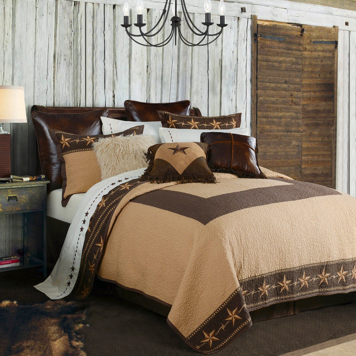 Rustic Star - Twin Star Ranch Reversible Quilt Set (Set of 2) - Brown / Tan