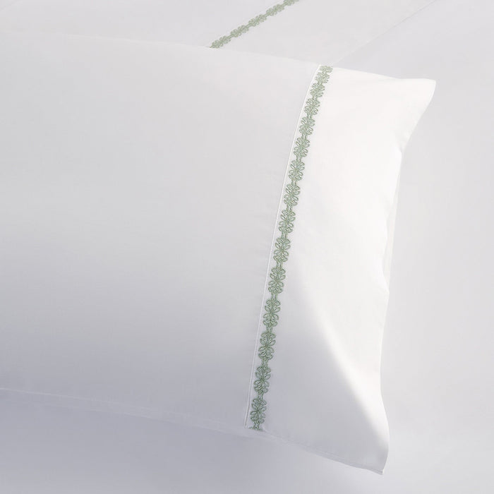 Laurel Sheet - King 350TC Laurel Embroidered Border Sheet Set (Set of 4) - Fern Green
