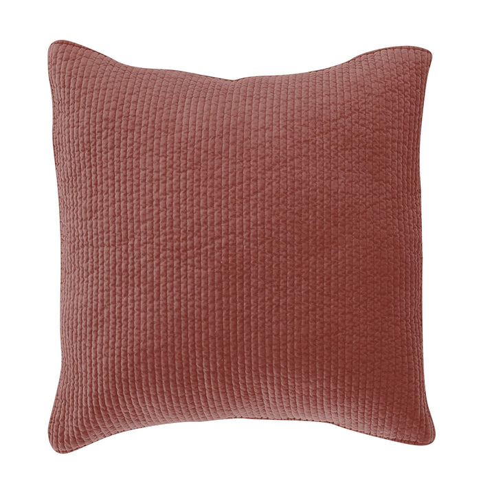 Stonewashed Cotton Velvet - Quilted Euro Sham - Salmon