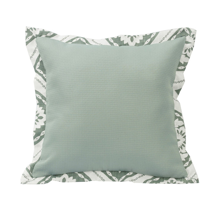 Belmont - Textured Fabric Graphic Printed Flanged Pillow - Green