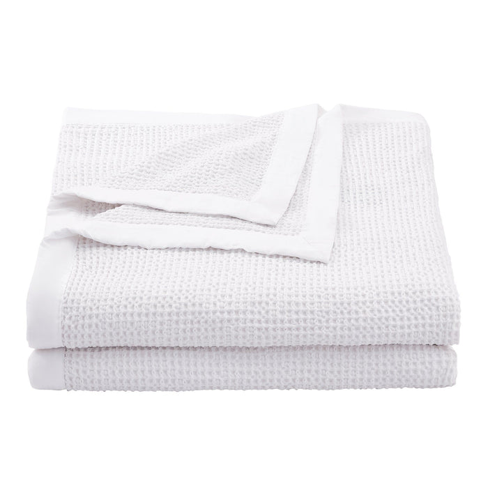 Stonewashed Cotton Waffle Weave - Full/Queen Coverlet - White
